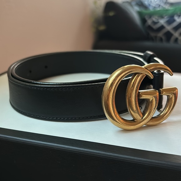 GG marmont belt with gold hardware size 75🖤💛🤍 - Picture 2 of 9